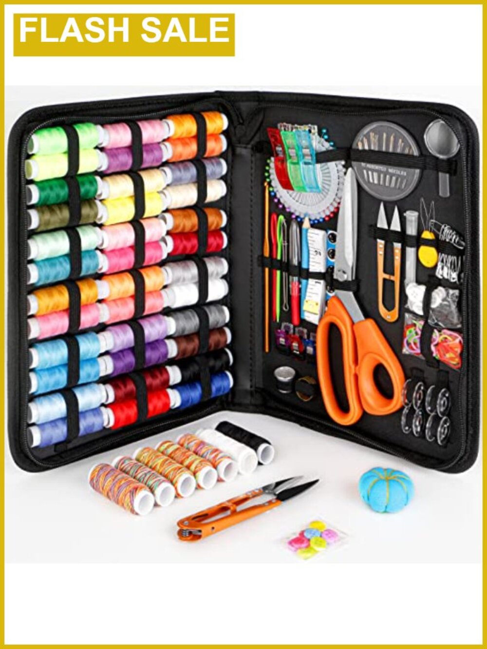 200pc Sewing Kit Adults Beginners Portable Needle Thread Repair Set